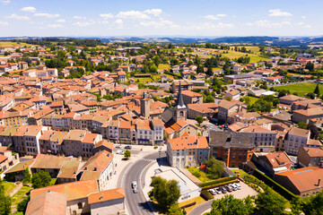 Fototapeta na wymiar Panoramic view from above on the city Craponne-sur-Arzon. France