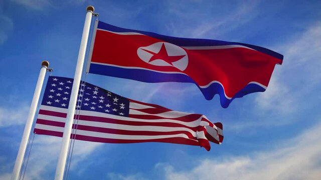 United States of America and North Korea flags depicting political crisis. Usa and pyongyang meetings and summits over nuclear weapons.