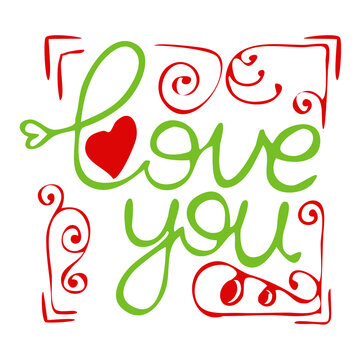 vector frame heart background valentinners day love you lettering