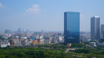 Osaka city aerial panorama view