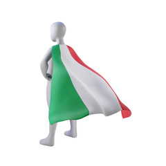 Superhero 3d render with italy nation cape..