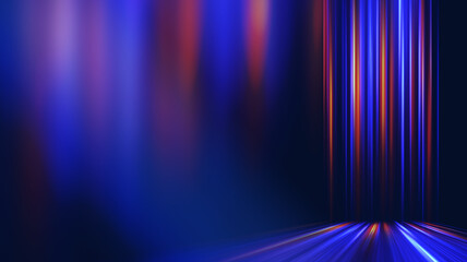 Multicolored neon shapes on a dark abstract background. Empty scene background, blurred neon ultraviolet light, bokeh.