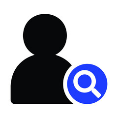 User search icon vector,person profile avatar symbol with magnifying glass