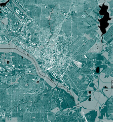 map of the city of Dallas, Texas, USA