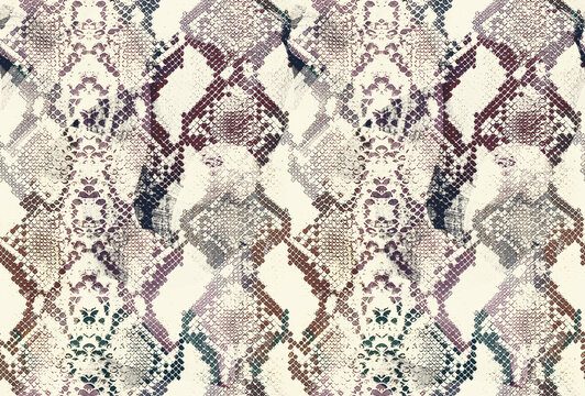 Brush Style Snake Skin Seamless Pattern Trendy Colors Elegant Animal Concept Design Fashion Material Dusty
