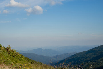 Fototapeta premium Morning sunny day is in mountain landscape. Carpathian, Ukraine, Europe. Beauty world. Large resolution