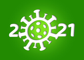 2021 year, pandemic and fight against coronavirus, vector isolated logo
