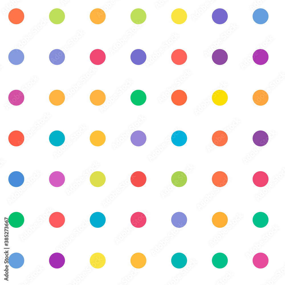 Poster circles, dots, polka-dots seamlessly repeatable colorful pattern, background. speckle, stipple, stip