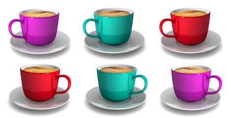 3D cup on white background