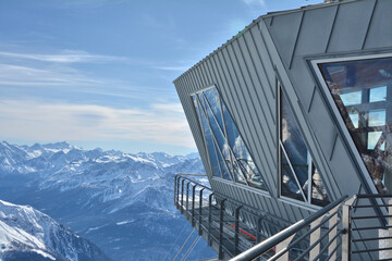 Winter alps mountain view.
