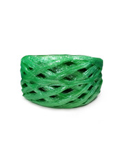 Green plastic rope on a white background