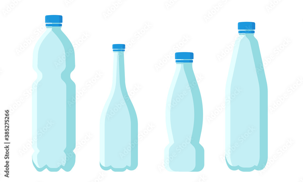 Aufkleber plastic bottles with lid for storing liquids like drinking water vector set