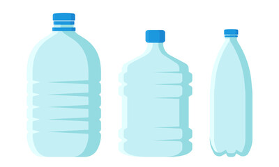 Naklejka premium Plastic Bottles with Lid for Storing Liquids Like Drinking Water Vector Set