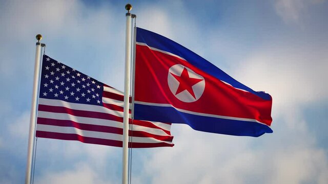 United States of America and North Korea flags depicting political crisis. Usa and pyongyang meetings and summits over nuclear weapons.