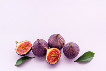Fresh ripe figs. Mediterranean fruit, top view