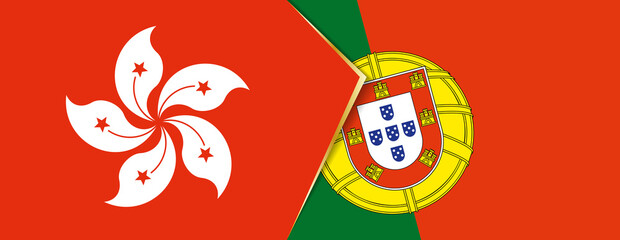 Hong Kong and Portugal flags, two vector flags.