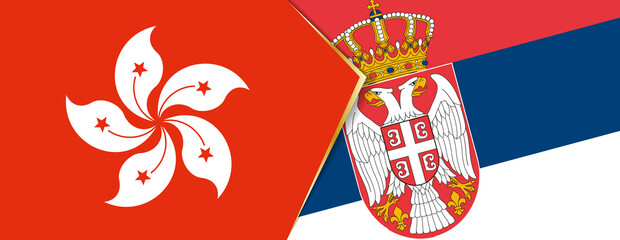 Hong Kong and Serbia flags, two vector flags.