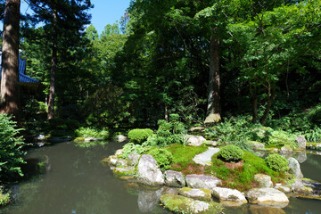 A beautiful stream in an old-fashioned Japanese garden