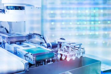 robotic pneumatic piston sucker unit on industrial machine,automation compressed air factory production