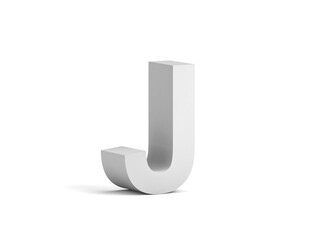 White bold letter J isolated on white background