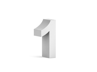 White bold digit 1 isolated on white background