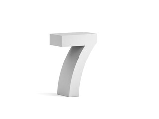 White bold digit 7 isolated on white background