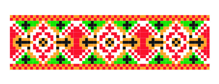 Traditional Slavic embroidery scheme or pattern. Bulgarian motifs - shevitsa. Vector Illustration
