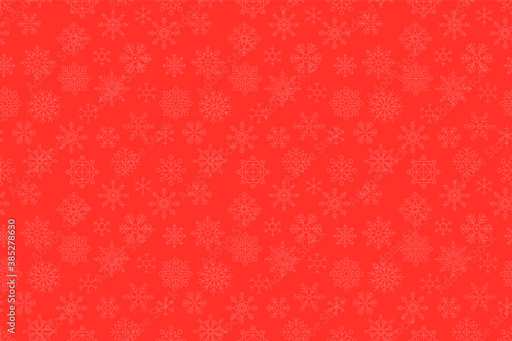 Aufkleber Snowflakes on red background seamless pattern for continuous replicate.