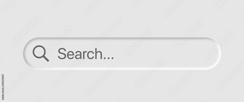 Poster Search bar form templates of neomorphic interface. Neomorphism trendy 2020 design elements, UI components. Vector layout illustration isolated objects for website, interface, social media