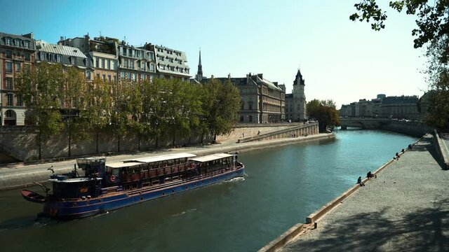 Boats in Paris Seine River