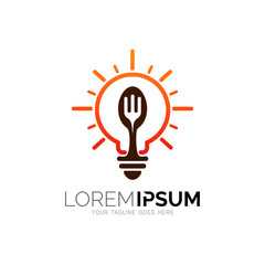 Bulb logo and restaurant design combination, line logos, spoon and fork logo