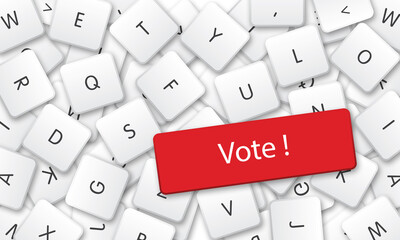 vote in white keyboard keys background