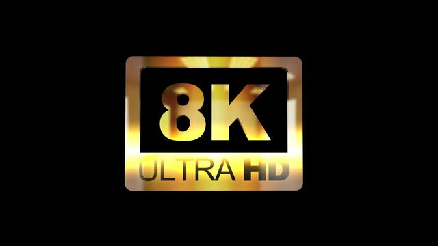 4K transform to 8K Ultra HD logo icon animation