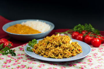 Tasty Indian food basmati rice on a plate