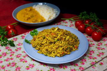 Tasty Indian food basmati rice on a plate