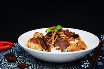 Tasty Vietnamese food Bo bun rice vermicelli