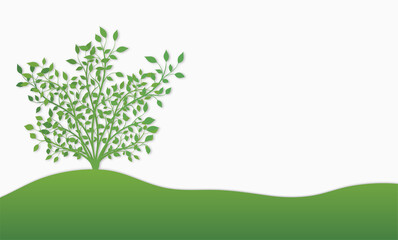 Bush plants growing in the field drawing on a white background