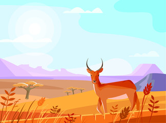 landscape with antelope and desert © Darya