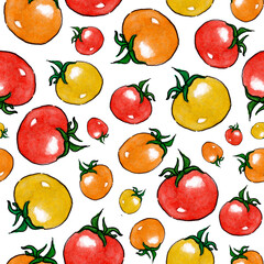 Seamless pattern with colorful tomatoes