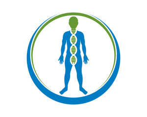 Healthy human with DNA helix inside