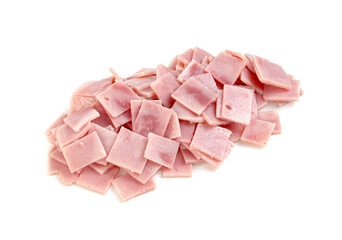 Ham slices isolated on white background