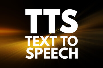 TTS - Text to Speech acronym, technology concept background