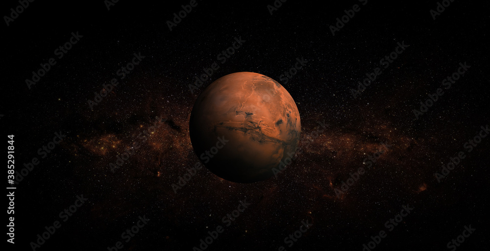 Poster mars on space background. elements of this image furnished by nasa.