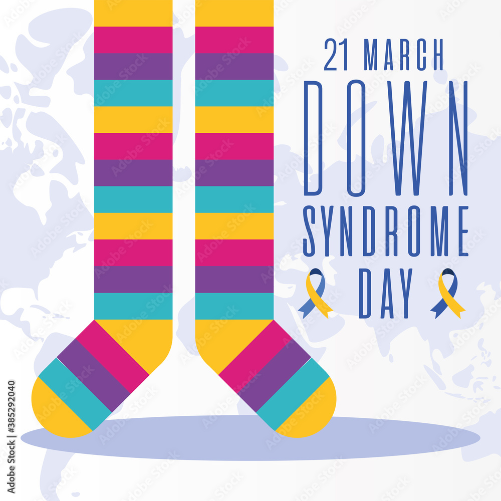 Wall mural down syndrome day striped socks vector design