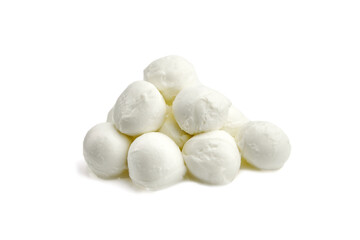 Mozzarella cheese isolated on white background.