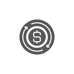 Refresh, exchange dollar vector icon symbol isolated on white background