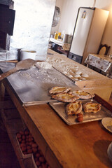 The process of preparing a dish of Caucasian cuisine khachapuri. .