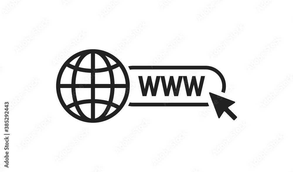 Poster www web icon. globe and arow button site for page design. vector