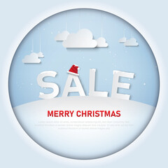Christmas sale paper style on background white