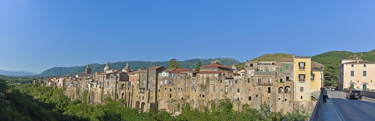 Fototapeta na wymiar Sant'Agata de Goti, panoramic view of the houses overlooking the cliff.